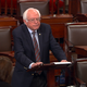 Sen. Bernie Sanders (I-Vt.) pauses as he speaks June 14, 2017, on the Senate floor at the Capitol in Washington, D.C., about the shooting at the Republican congressional baseball practice. (Senate Television via AP)